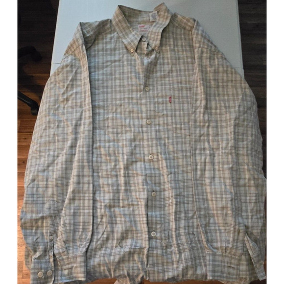 Levi's Dry Goods Vintage Tan Plaid Button Down Shirt XXL - Picture 1 of 7